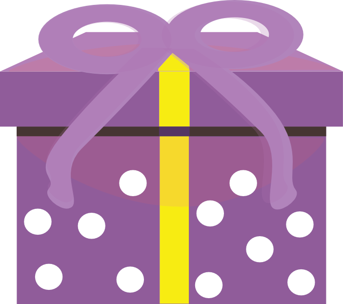Purple Present with White Dots