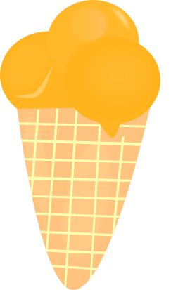 Caramel Ice in a Cone -Three Scoops  of Caramel Ice Cream in a Cone